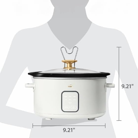 4-Quart Slow Cooker with Touch-Activated Display, Programmable Digital Controls, Removable Non-Stick Pot, Keep Warm Function, White Icing
