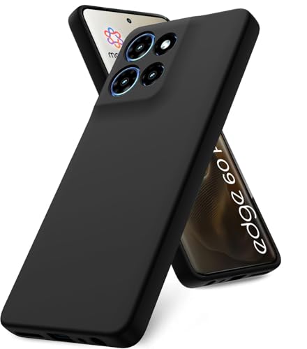 Image of DIZORO Microfiber Candy Case for Motorola Edge 60 Pro 5G Smooth Touch Cushion Liquid Soft Silicone Gel Rubber Phone Cases Non-Slip Full Body Protective Shockproof Back Cover - Black