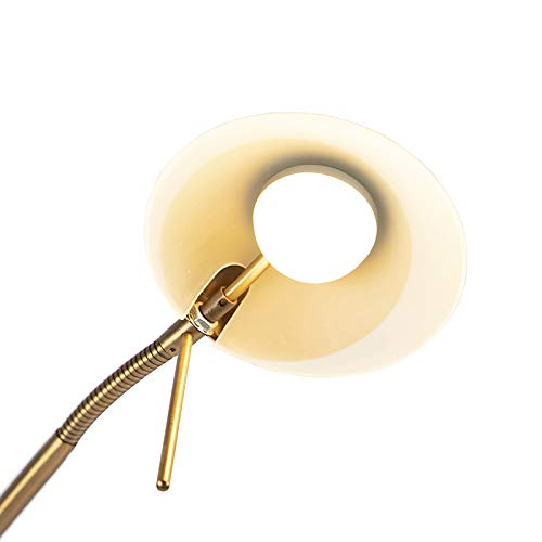 Qazqa led Modern Deckenfluter mit Lesearm, Stehleuchte, Stehlampe - Lexus - Bronze, inkl. 18W integrierter LED, 2700K, warmweiß, dimmbar, 2-flammig, 180cm, Ideal als Bürolampe und Schlafzimmerlampe