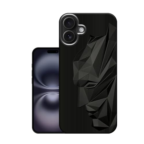 TOUCCH 3D Face Case Cover for iPhone 16| Shock Proof Design with Camera Protection Ring| Liquid Case (Microfibre Lining) for iPhone 16 | Silicone – Black- Best and cheap mobile covers in India
