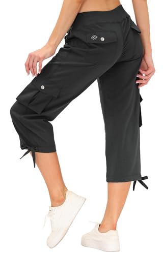 Image of MoFiz Womens Capris with Pockets Loose Fit Casual Capri Pants Dressy Lightweight Ladies Baggy Cargo Pants for Hiking