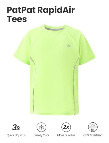 PATPAT Kids Quick-Dry T-Shirt & Shorts Set, 2-Piece Instant-Cooling UPF 100+ Activewear Outfit for Boys Girls, Breathable Athletic Sportswear, Flash Green, Size US8/S2