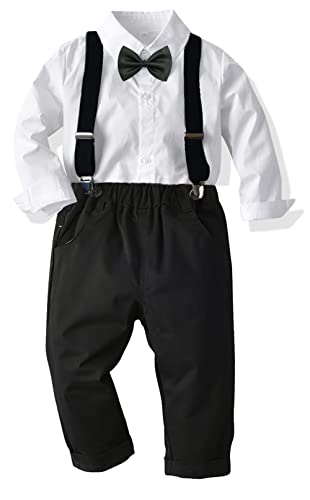 CORATED Toddler Dress Suits Baby Boys Clothes Sets Bowtie Shirts Suspenders Pants 4pcs Gentleman Outfits Suit 6 Month 6 Years