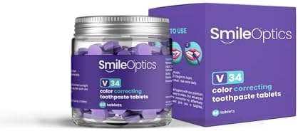 SmileOptics V34 Color Correcting Tablets, 60ct - Purple Toothpaste for Teeth Whitening - Fluoride-Free - Advanced Purple Teeth Whitening Solution with Easy-to-Use Toothpaste Tablets image 4