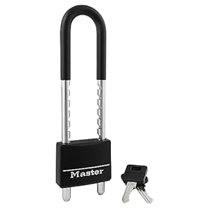 Master Lock 527D Adjustable Shackle Padlock with Key, Black