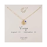 StyledU Tiny Virgo Necklace, 14K Gold Filled Constellation Pendant with Birthstone Necklace, Zodiac Sign September Birthday Gifts for Women and Girls
