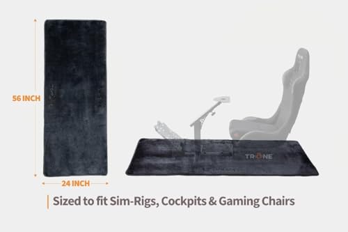 Image of TRONE RS1 Suede Black Racing Simulator Gaming Chair with Seat & Driving Cockpit | | PXN V10, V99,Xbox One, PS4,PS5, PC | Foldable, Adjustable, Carbon Steel Frame SteadyMat Floor Mat Combo