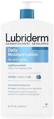 Lubriderm Daily Moisture Lotion + Pro-Ceramide with Shea Butter & Glycerin Helps Moisturize Dry Skin, Hydrating Face, Hand & Body Lotion is Lightly Scented & Non-Greasy, 24 fl. oz