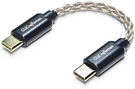GUCraftsman USB C Type C to Type C Headphone Amplifier Cable 6N Single Crystal Silver for FiiO BTR5 Q1 Q3 Q3s Qudelix (USB-C to USB-C)