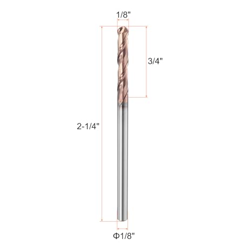 Image of HARFINGTON Ball Nose End Mill 2 Flute 1 /8 inch Diameter 1 /8 inch Shank Tungsten Carbide Tail Coated Spiral CNC Router Bits 3 /4 inch Cutting Length Single End Ball for Carving Engraving Grinding