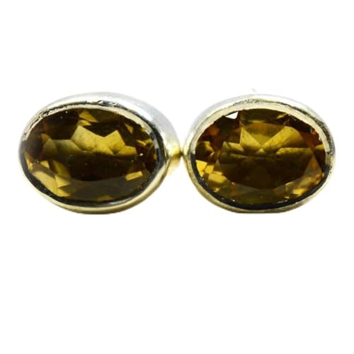 Boucles d'oreilles en citrine ovale et argent 925 de forme classique pour femme