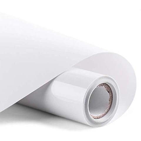 wintfarm Heat Transfer Vinyl Roll 12" x10ft,HTV Iron on Vinyl for DIY T-Shirts Garments Bags and Other Fabrics(White) Cover