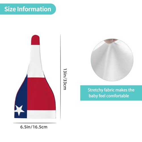 Flag of Texas Print Newborn Baby Hat, Soft Top Knotted Beanie Cap, Cute Infant Headwear for 0-6 Months Welcome Party Black4