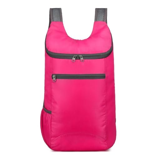 Lightweight Sports Foldable Backpack Outdoor Leisure Portable Multifunctional Compact Backpack(Rose Red)