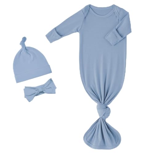 Image of Yoofoss Baby Knotted Gowns 0-3 Months, Newborn Sleepers Hospital Coming Home Outfit for Photograph, Soft Breathable Comfort