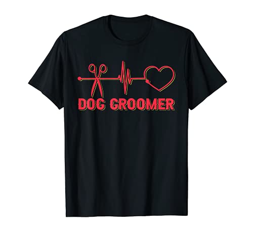 Dog Groomer - Funny EKG Pulse Rate Groomers Furologist T-Shirt, Black