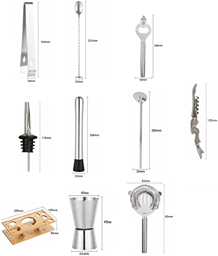 Set de Coctelera de Acero Inoxidable con Soporte de Madera 14 Piezas miniatura 5