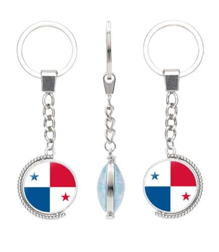 vmcoatdu Panama Flag Double Sided Rotation Key Chain Keyring Gift
