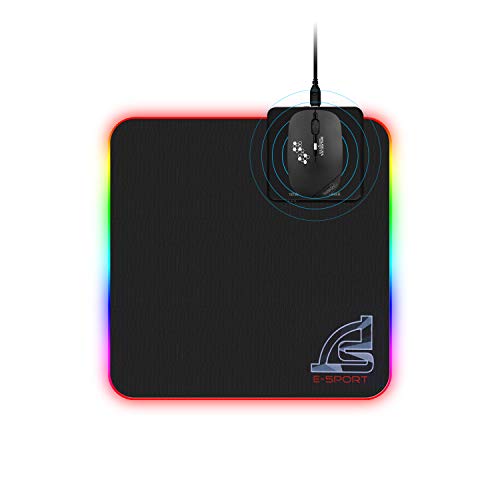 SIGNO Mouse Pad and Wireless Mouse Combo Office Mouse 2.4GHz Wireless and Support Wireless Charging, 10W Wireless Charger Mouse Pad RGB Gaming Mat 11.8x11.8 inch