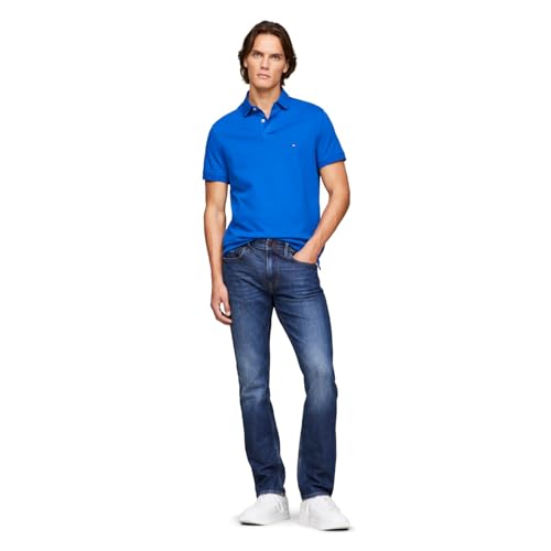 Image of Tommy Hilfiger Men's Short Sleeve Polo Shirts in Slim Fit with Stretch and Organic Pique Cotton