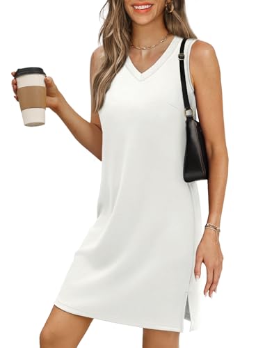 Image of BKRIVE V-Neck Summer Casual Beach Dresses for Women 2026 Vacation Women's Sleeveless Sundress with Split