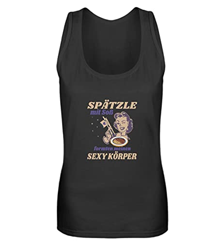 Spätzle avec sauce – Proverbes souabes – Cadeaux de souabe – Débardeur pour femme, Noir , XL