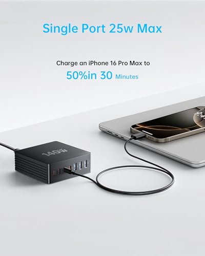 Image of USB C Charging Station, 140W GaN III 7 Port Fast Charger Station, PD 3.0 USB Charging Station for Multiple Devices, Multiple USB C Charger Station for iPad iPhone Samsung Android (2 Pack, Black)