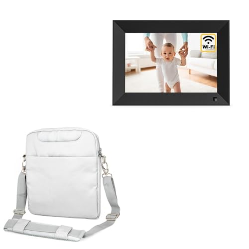 BoxWave Case Compatible with Arktronic 10.1 in Picture Frame Smart WiFi Digital - Encompass Urban Bag, Over Shoulder Messenger Straps Handle Bag Pockets - Cool Grey