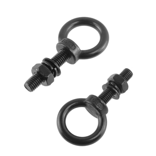 Image of Antrader Lifting Shoulder Eye Bolts,M10 Eye Bolt,M10 x 40mm,Black,6 Sets | Stainless Steel Eyebolts with Lock Nuts,Lock Washers,Flat Washers