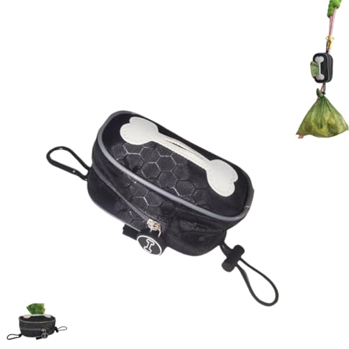 Image of Poop Bag Holders for Leashes,Elastic Cord Dispenser Pouch and Zipper,Carabiner,Lightweight Splash Proof Fabric,Doggie Poop Bags Rolls for Leash,Convenient Water Clean,Poop Bags Excluded