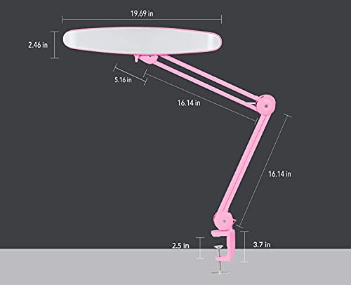 Neatfi Xl 2,200 Lumens Led Task Lamp, 24W Super Bright Desk Lamp, 117 Pcs Smd Led, 4 Level Brightness, Dimmable, Task Led Light For Home, Office, Workbench (Non-Cct With Clamp, Pink) #TOP6