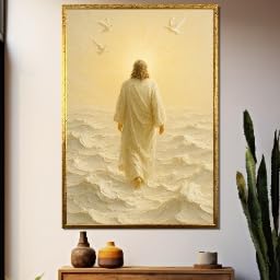 Affiche Jésus sur l'eau Marche de la Lumière Sacrée : sublimez un mur vide du salon avec cette toile