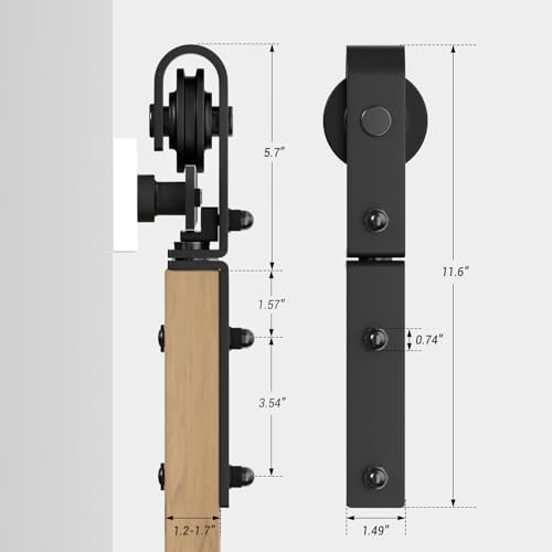 TOIMIOTOIM 48" Bi-Folding Sliding Barn Door Hardware Kit,4FT Heavy Duty Track Roller Kit for Max 22" x 2 Doors,Smoothly and Quietly,Easy to Install,No Door Panel,Black