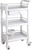 Carrito de salón de belleza para peluquería, herramientas de belleza para peluquería (blanco), estante de almacenamiento con cajones, ruedas con frenos, salones de belleza de moda, peluquerías