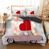 Housse de couette fermeture éclair 160x200 rose en microfibre pour lit d'ado facile à border