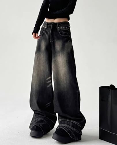 Y2k Baggy Jeans for Women Men Low Rise Straight Leg Denim Sweatpants Vintage Goth Clothes2