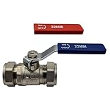 Pipestation 22mm Isolation Valve, 1 Pack with Red & Blue Handle - Lever Compression Fitting Shut Off Iso Valve - WRAS Approved - Large Bore for Increased Flow - Compression Olives Included