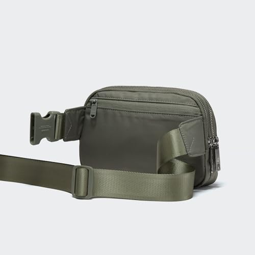 Image of Pander Everywhere Belt Bag for Women, 5 Zipper Pockets Nylon Crossbody Fanny Pack Purse (Grey Sage).