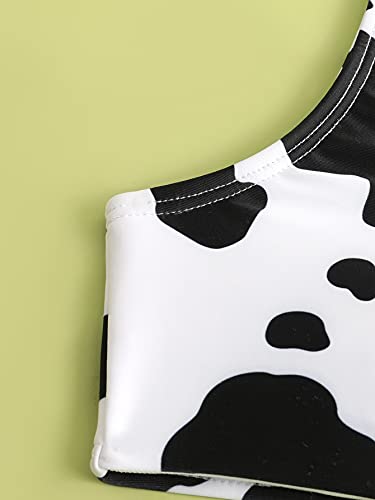WDIRARA Girl's Swimwear Cow Print 3 Piece Swimsuit Bikini Set with Shorts Bathing Suits4