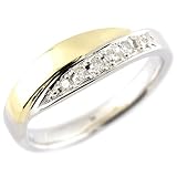 [アトラス] プラチナ 18金 ピンキーリング ダイヤモンド 太め 幅広 pt900 ゴールド 18k 指輪 コンビ リング 婚約指輪 おしゃれ 人気 21号