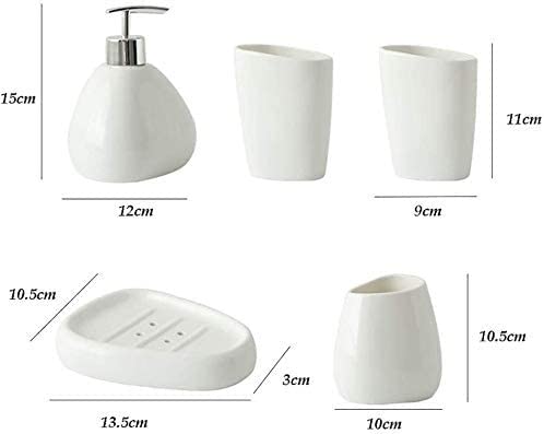 Juego de baño de cerámica de 5 piezas con efecto mármol natural 4