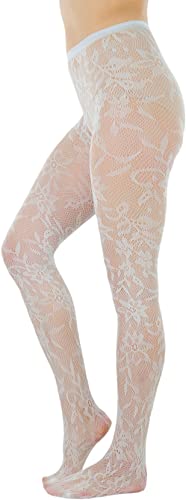 Image of ToBeInStyle Women's Elegant Floral Lace Inspired Spandex Net Full Length Tights