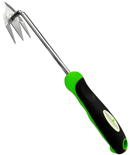 Garden Guru Root Weeder Tool with Ergonomic Handle - Stainless Steel Weed Puller for Planting Weeding Flower and Vegetable Care in Lawn Garden Yard | Rust Resistant