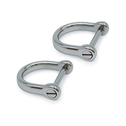 LABEN Stainless Steel D-Rings with Screw Shackle Horseshoe U Shape Key Ring 2 pcs 2/3 Inch Cover