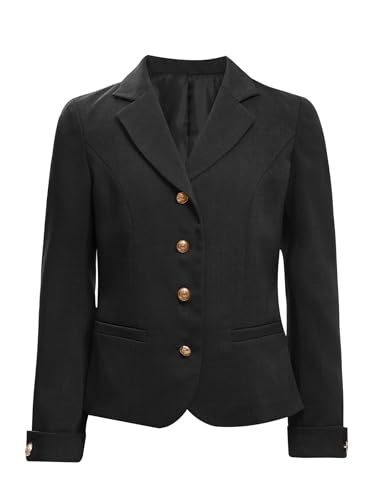 Kids Girls Button Down Blazer Jacket School Uniform Long Sleeve Lapel Collar Formal Suit with Pockets