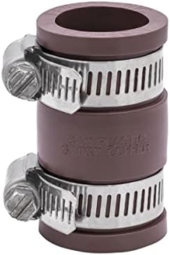 Fernco 1056-075 3/4-in. Flexible PVC Pipe Coupling for Plastic and Copper Plumbing Connections in Brown