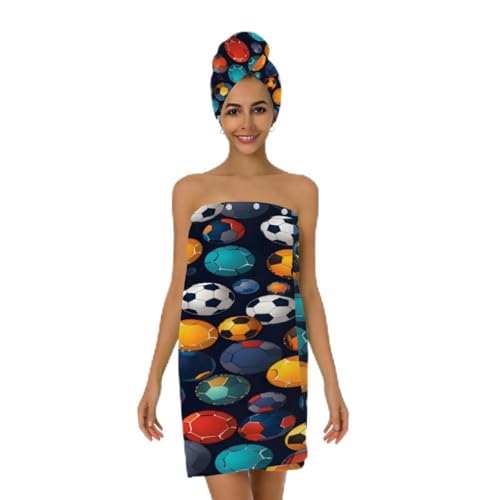 Woltant Dark Football Ball Highly Absorbent Bath Towels Set 