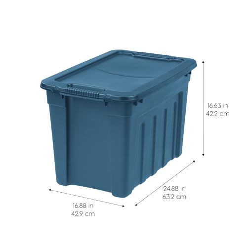IRIS USA 20 Gallon Eco-Friendly Heavy Duty Storage Totes with Easy-Grip Handles, 4 Pack - Large Bins with Lids Garage Organizing Tubs, Durable Stackable Utility Containers, Made in USA - Navy - Image 3
