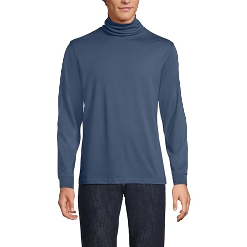 Lands' End Mens Long Sleeve Super-T Turtleneck Nightfall Blue Tall Medium