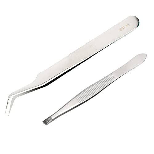 2 PièCes De pince à epiler, pince a epiler De PréCision En Acier Inoxydable, pince a epiler professionnelle Pour Sourcils, Cils, Poils IncarnéS, Fragments, Greffe De Cils, Perceuses à Ongles (Argent) Cover